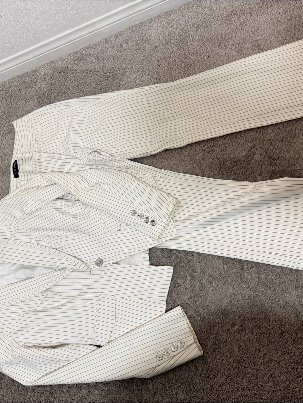 White House Black Market Men's Cream Pinstripe Dress Pants